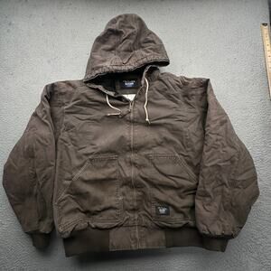 Walls Blizzard Pruf Duck Canvas Fleece Lined Hood Work Jacket Mens XL Drawstring